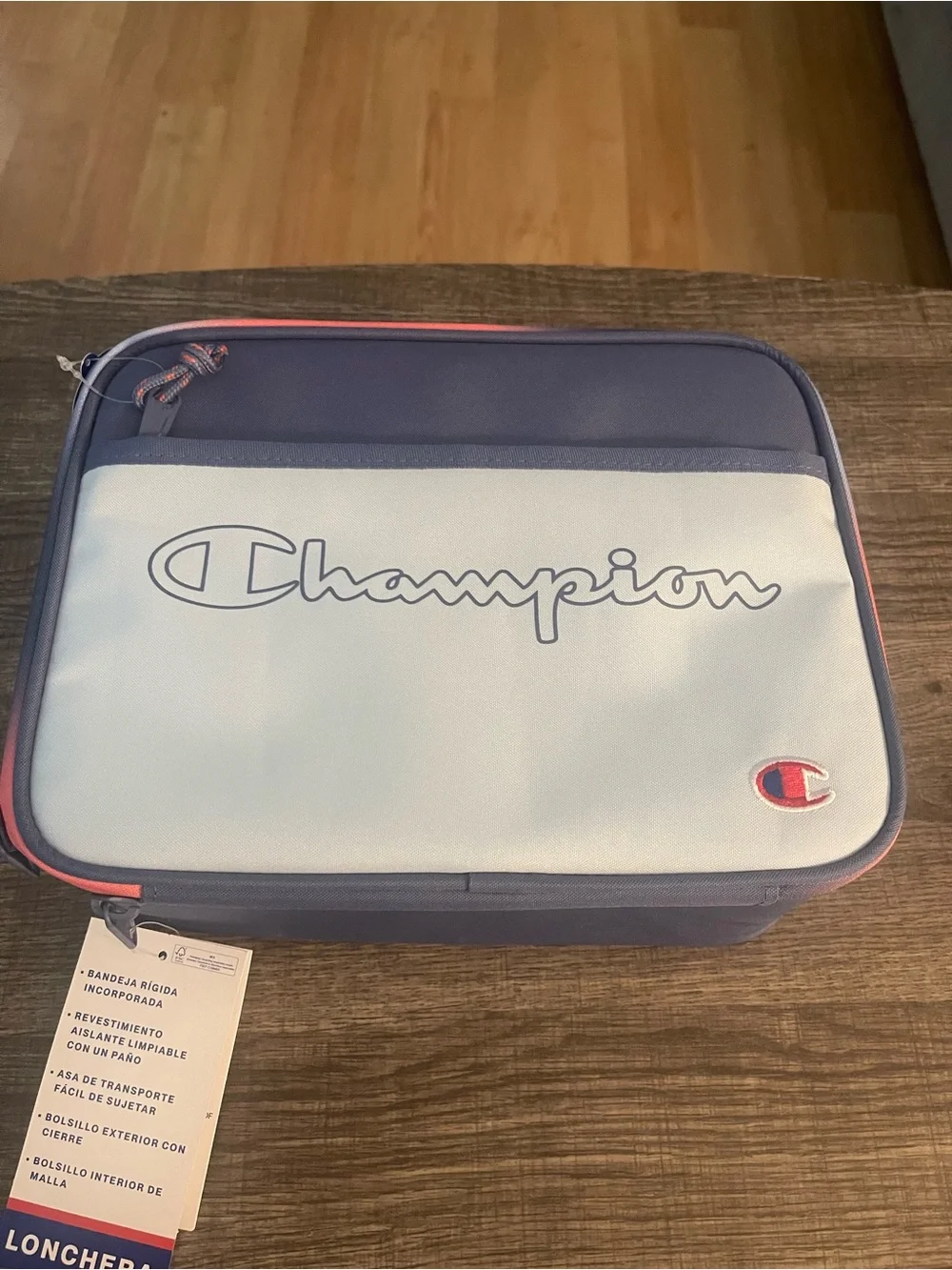 Champion Light Blue, Navy & Pink Insulated Lunch Tote